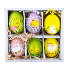 Load image into Gallery viewer, Set of 6 Real Eggshell Bunny and Friends Easter Eggs Ornaments