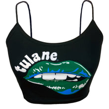 Load image into Gallery viewer, Tulane Lips Black Spaghetti Tank