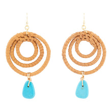 Load image into Gallery viewer, Tulum Blue Magnesite Rattan Golden Drop Earrings