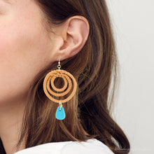 Load image into Gallery viewer, Tulum Blue Magnesite Rattan Golden Drop Earrings