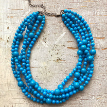 Load image into Gallery viewer, Bright Turquoise Blue Beaded Sylvie Statement Necklace