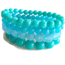 Load image into Gallery viewer, Turquoise and Aqua Blue Mix Stack &amp; Stretch Bracelets Set