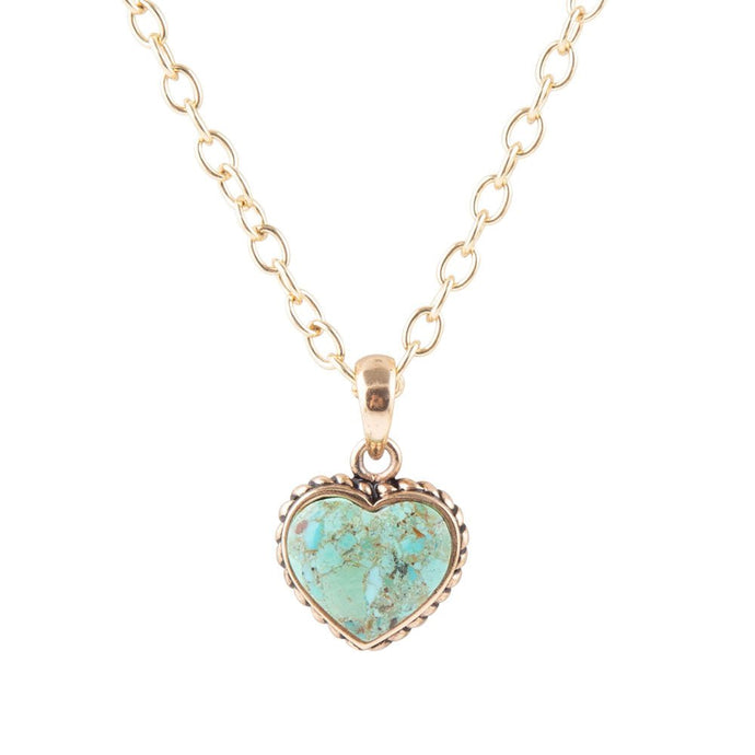 Turquoise Heart Pendant and Bronze Necklace