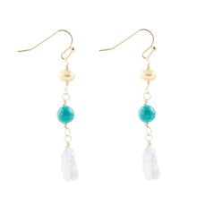 Load image into Gallery viewer, Turquoise Labradorite Elongated Earrings