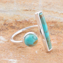 Load image into Gallery viewer, Blue Turquoise Size Adjustable Sterling Silver Ring