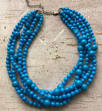 Load image into Gallery viewer, Bright Turquoise Blue Beaded Sylvie Statement Necklace