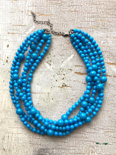 Load image into Gallery viewer, Bright Turquoise Blue Beaded Sylvie Statement Necklace