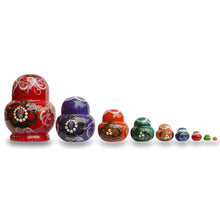 Load image into Gallery viewer, Set of 9 Rainbow Wooden Nesting Dolls  4.75 Inches