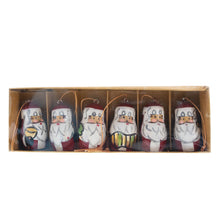 Load image into Gallery viewer, Set of 6 Santa Wooden Christmas Ornaments 1.5 Inches