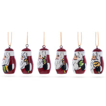Load image into Gallery viewer, Set of 6 Santa Wooden Christmas Ornaments 1.5 Inches