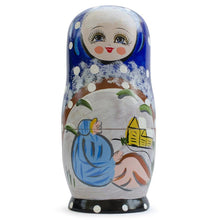Load image into Gallery viewer, Set of 5 Winter Village Scene Nesting Dolls  6.5 Inches