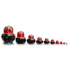 Load image into Gallery viewer, Set of 10 Daisy Flowers on Red Dress Nesting Dolls  7 Inches