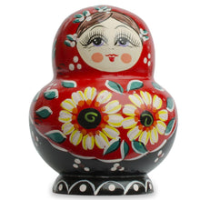 Load image into Gallery viewer, Set of 10 Daisy Flowers on Red Dress Nesting Dolls  7 Inches