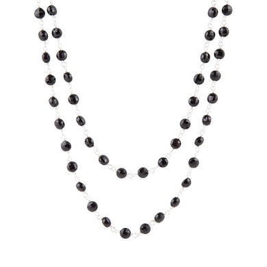 Two Row Onyx and Sterling Silver Necklace