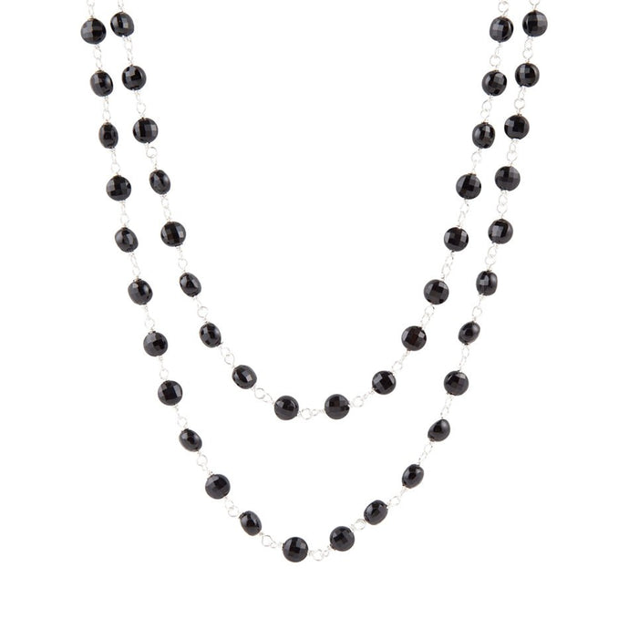 Two Row Onyx and Sterling Silver Necklace