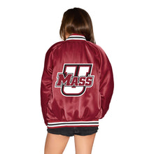Load image into Gallery viewer, UMass Satin Letterman Bomber Jacket