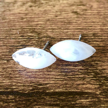 Load image into Gallery viewer, White and Clear Marbled Marquis Stud Earrings