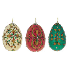 Load image into Gallery viewer, Set of 3 Embossed Wooden Egg Ornaments