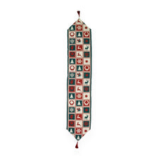 Load image into Gallery viewer, Reindeer Square Patterns Christmas Tablecloth Holiday Runner 75 Inches