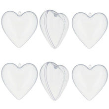 Load image into Gallery viewer, Set of 6 Clear Plastic Heart Ornaments DIY Craft 3 Inches
