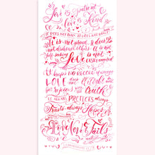 Load image into Gallery viewer, Love Never Fails Valentine's Day Table Runner
