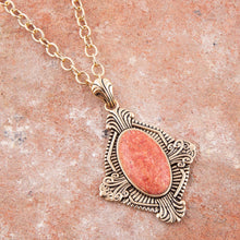 Load image into Gallery viewer, Valerie Orange Sponge Coral and Golden Pendant Necklace