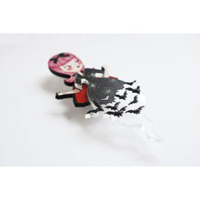 Load image into Gallery viewer, Vampiress With Bats Brooch by Laliblue