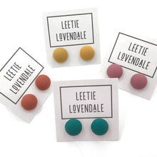 Load image into Gallery viewer, Teal Velvet Retro Button Stud Earrings