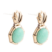 Load image into Gallery viewer, Vibrant Green Chrysoprase Golden Lotus Post Earrings