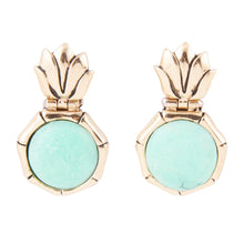 Load image into Gallery viewer, Vibrant Green Chrysoprase Golden Lotus Post Earrings