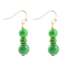 Load image into Gallery viewer, Vibrant Green Magnesite Golden Drop Earrings