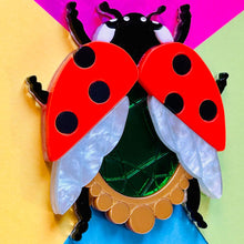 Load image into Gallery viewer, Victorian Age Inspired Insect Jewels Statement Acrylic Brooch - Ladybug by Makokot Design