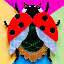 Load image into Gallery viewer, Victorian Age Inspired Insect Jewels Statement Acrylic Brooch - Ladybug by Makokot Design