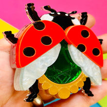 Load image into Gallery viewer, Victorian Age Inspired Insect Jewels Statement Acrylic Brooch - Ladybug by Makokot Design