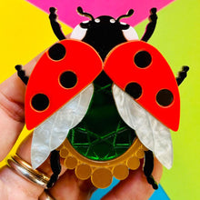 Load image into Gallery viewer, Victorian Age Inspired Insect Jewels Statement Acrylic Brooch - Ladybug by Makokot Design