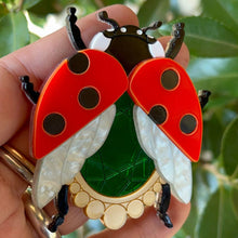 Load image into Gallery viewer, Victorian Age Inspired Insect Jewels Statement Acrylic Brooch - Ladybug by Makokot Design