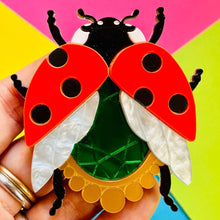 Load image into Gallery viewer, Victorian Age Inspired Insect Jewels Statement Acrylic Brooch - Ladybug by Makokot Design