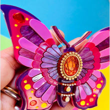 Load image into Gallery viewer, Victorian Age Inspired Insect Jewels Statement Acrylic Brooch - Purple Butterfly by Makokot Design