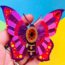 Load image into Gallery viewer, Victorian Age Inspired Insect Jewels Statement Acrylic Brooch - Purple Butterfly by Makokot Design