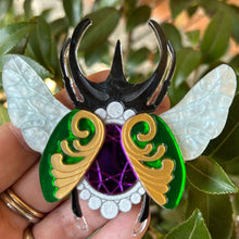 Load image into Gallery viewer, Victorian Age Inspired Insect Jewels Statement Acrylic Brooch - Scarab by Makokot Design