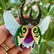 Load image into Gallery viewer, Victorian Age Inspired Insect Jewels Statement Acrylic Brooch - Scarab by Makokot Design