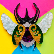 Load image into Gallery viewer, Victorian Age Inspired Insect Jewels Statement Acrylic Brooch - Scarab by Makokot Design