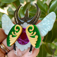 Load image into Gallery viewer, Victorian Age Inspired Insect Jewels Statement Acrylic Brooch - Scarab by Makokot Design