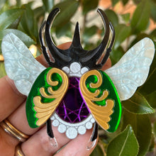 Load image into Gallery viewer, Victorian Age Inspired Insect Jewels Statement Acrylic Brooch - Scarab by Makokot Design