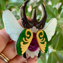 Load image into Gallery viewer, Victorian Age Inspired Insect Jewels Statement Acrylic Brooch - Scarab by Makokot Design