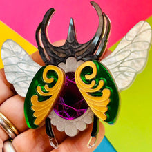Load image into Gallery viewer, Victorian Age Inspired Insect Jewels Statement Acrylic Brooch - Scarab by Makokot Design