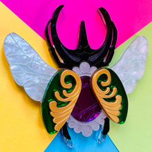 Load image into Gallery viewer, Victorian Age Inspired Insect Jewels Statement Acrylic Brooch - Scarab by Makokot Design