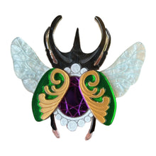 Load image into Gallery viewer, Victorian Age Inspired Insect Jewels Statement Acrylic Brooch - Scarab by Makokot Design