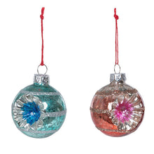 Load image into Gallery viewer, Vintage Reflector Ball Ornaments Pink &amp; Blue Set of 2