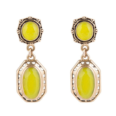 Vintage Style Chartreuse Quartz Earrings